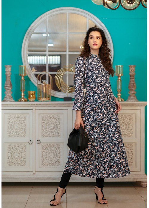SASHA BLUE PRINTED KURTHA